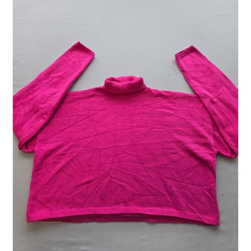 Fashion Nova Womens Hot Pink Cropped Turtleneck Sweater Size M ZDKA121209